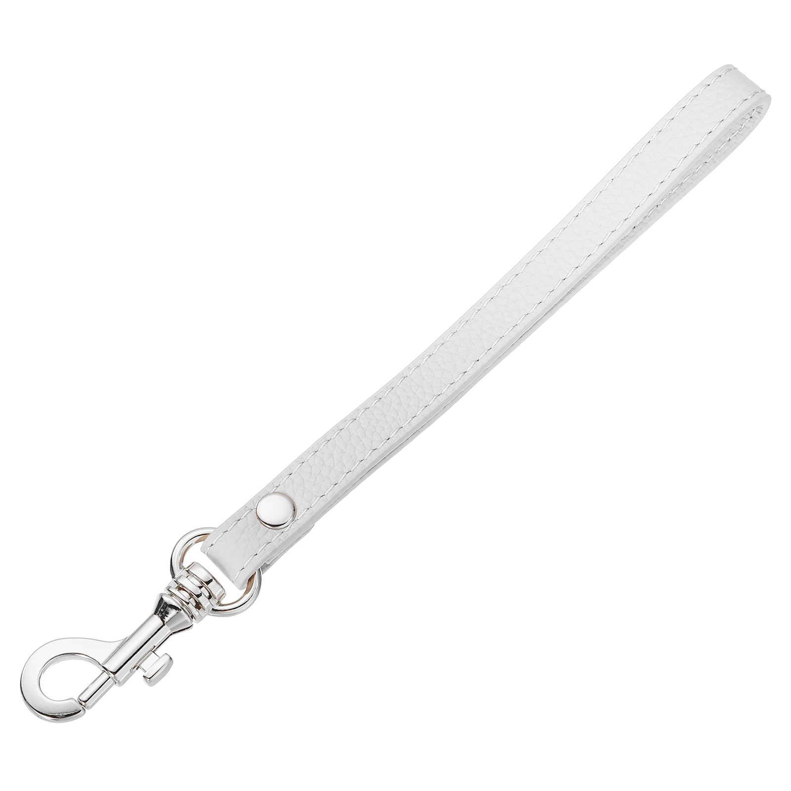 Leather Wristlet Strap for Purse, Keychain Bag (White Leather, Silver Clasp)