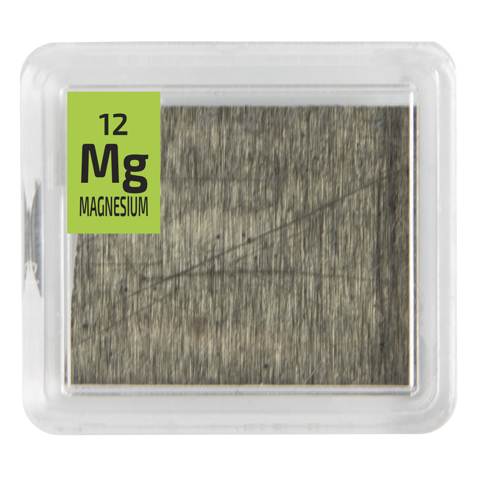 Magnesium Metal 99.9% Element Mg pure Sample Foil in a Periodic Element Tile