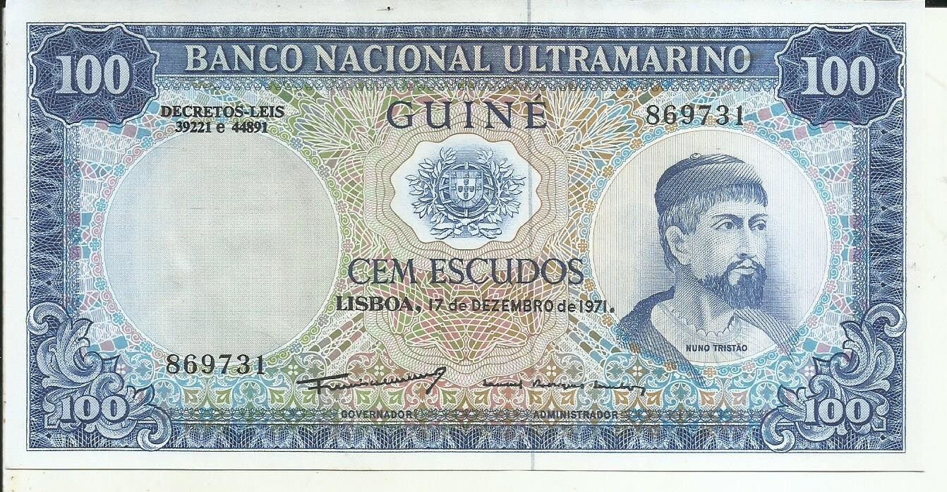 PORTUGUESE GUINEA 100 ESCUDOS 1971  P 45. UNC CONDITION. 4RW 01OCT