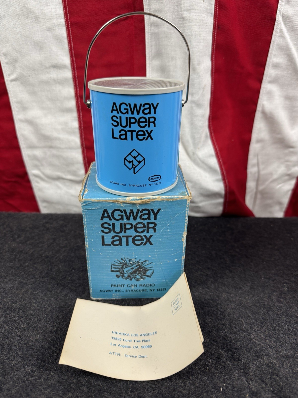 Vintage Agway Mini Paint Can Syracuse NY Radio WBox Audio Flaw Parts/Repair Read