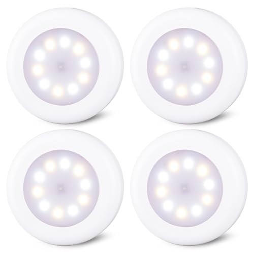 4 Pack 3.1” Dimmable Push Tap 3.1 inch, Round, 4 Pack 3 Colors, Round, 4 Pack