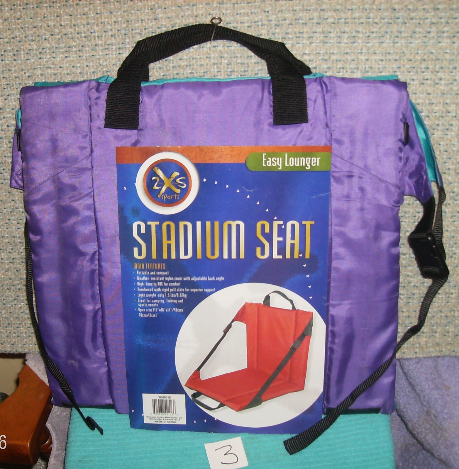PURPLE STADIUM SEAT PORTABLE COMPACT WEATHER RESIST ADJUSTABLE CAMPING FISH #3
