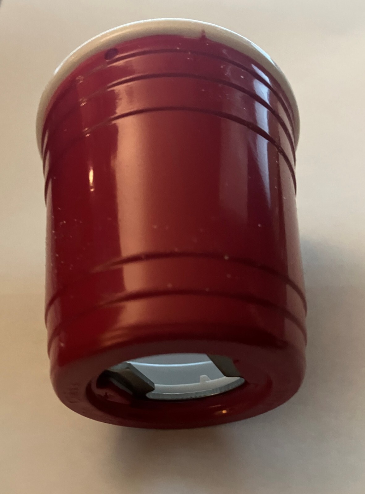 Mini Red Cup Bottle Opener with Suction Cup Hanger New in box 2.5" tall 