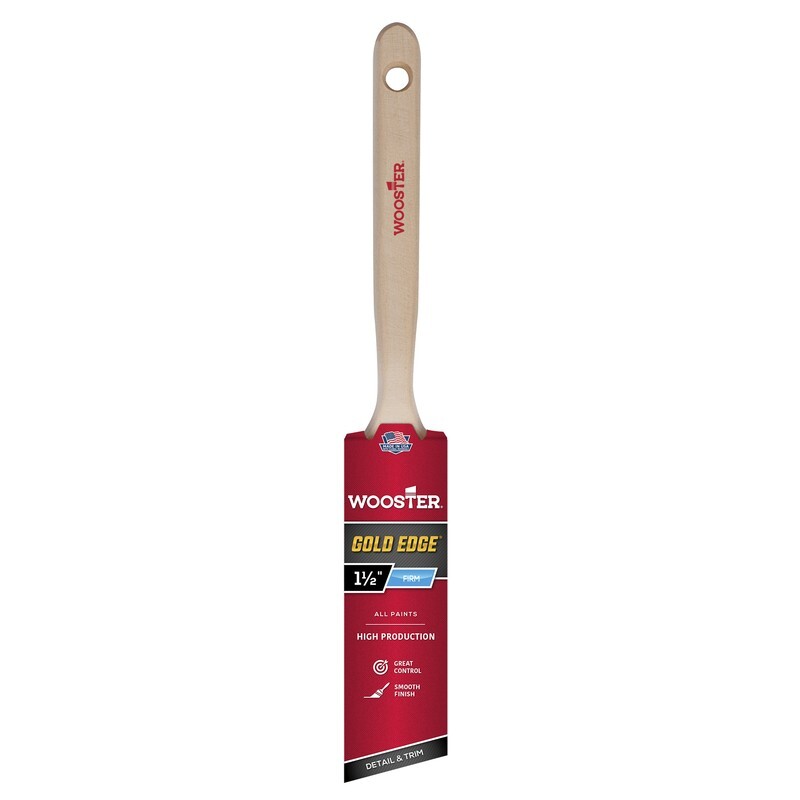 Wooster Gold Edge 1.5" Polyester Bristles W/ Beech Hardwood Angle Paint Brush