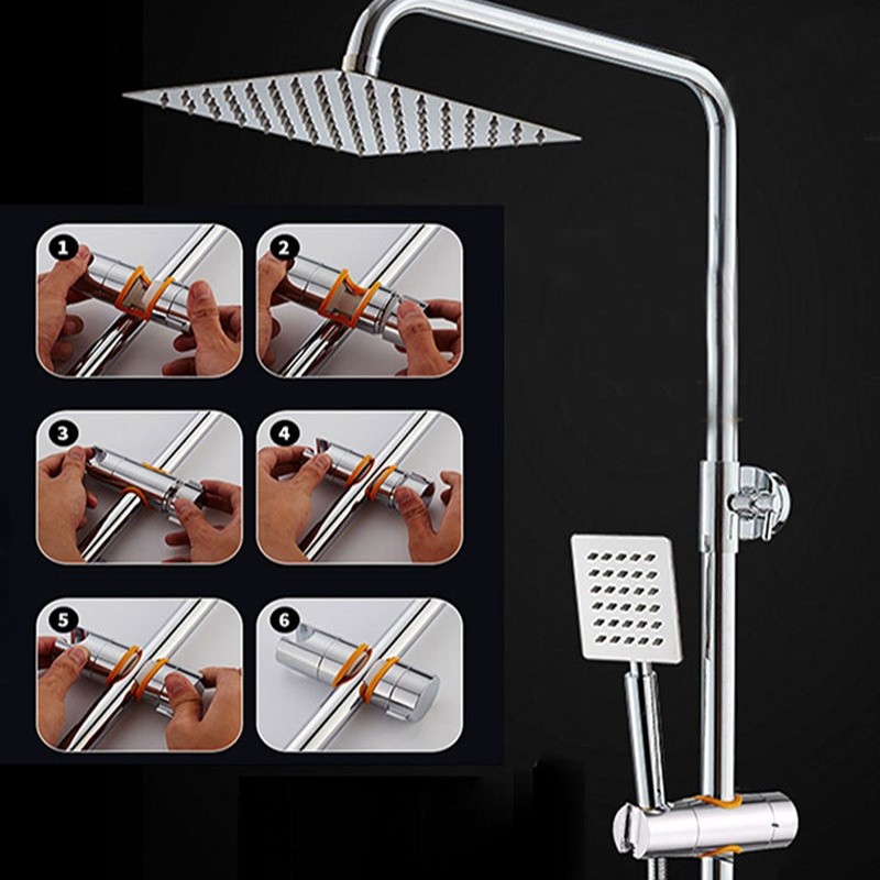 ADJUSTABLE UNIVERSAL ABS Chrome Shower Rail Head Slider Holder Bracket 18 - 25mm