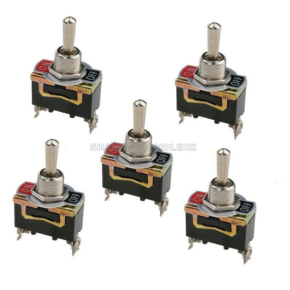5pcs E-TEN1021 2Pin Toggle Flick Switch SPST ON-OFF Car Dash Light Metal-