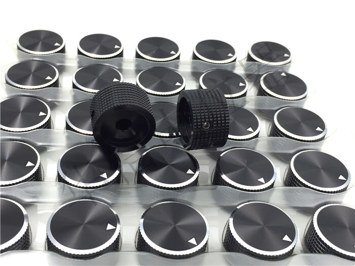 Aluminum Alloy Potentiometer Knob Caps 25*15.5mm Hole 6mm Black High-grade