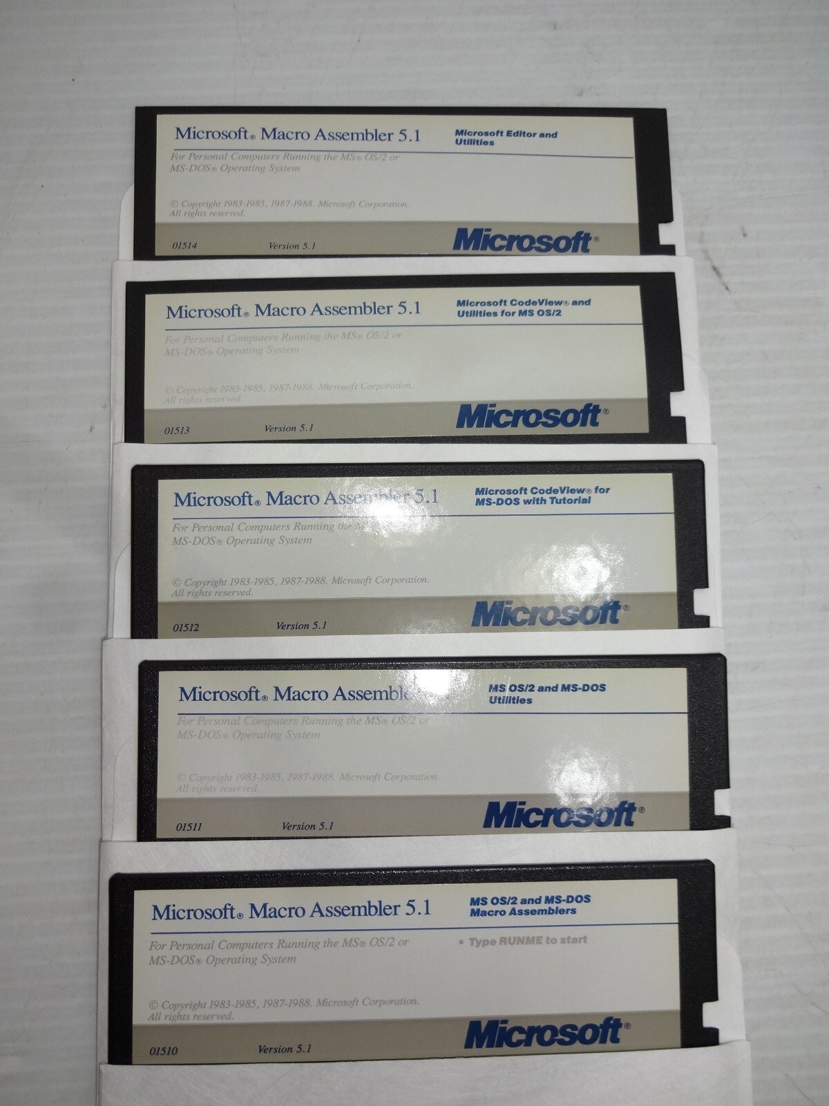 Microsoft Macro Assembler 5.1 MS OS/2 & MS-DOS Software 5.25" Disks