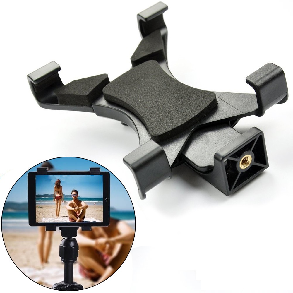 Tablet Tripod Mount Clamp Holder Bracket 1/4”Thread Adapter For 7-12" iPad Tab