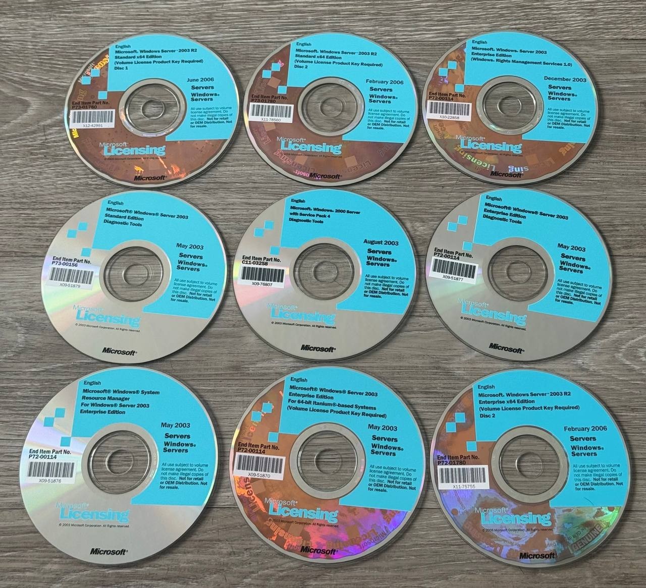 Lot of 13 Microsoft Windows Server 2000 2003 2008 Licensing CDs/DVDs Media