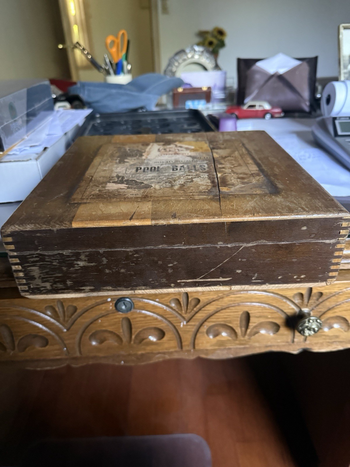 Antique Billiard Box And Balls