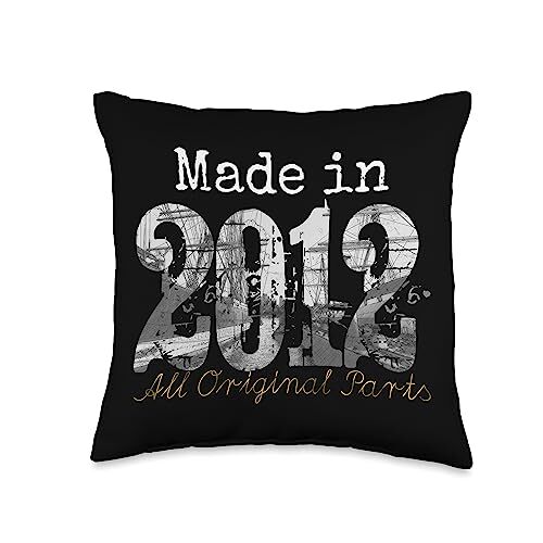 Made Tee 11 Years Old Shirt 2012 11th Birthday Gift Throw Pillow 16x16 Multic...