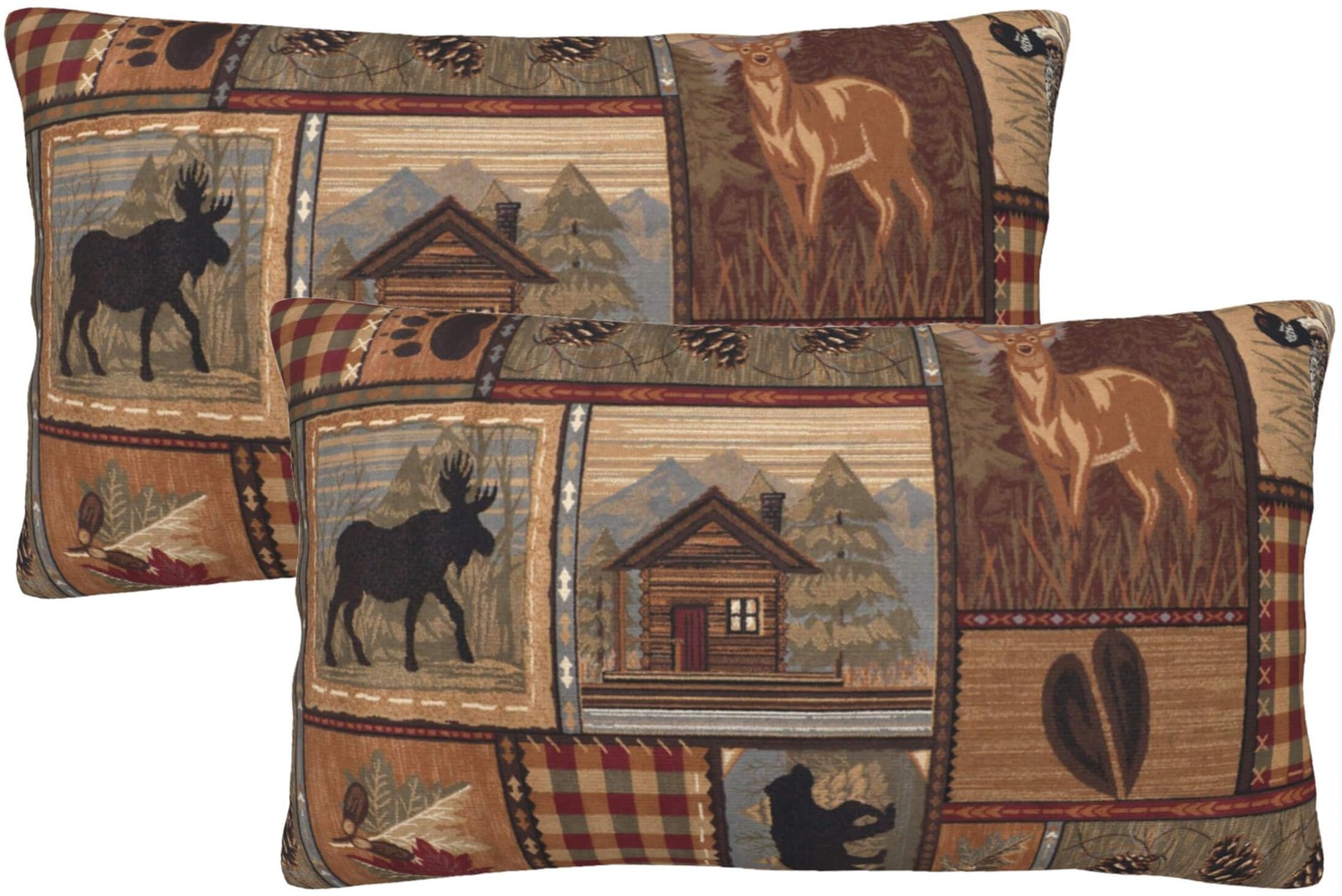 DATANSEN Set of 2 Rectangle 12x20 inch 20" x 12" (Pack 2), Moose Bear Deer
