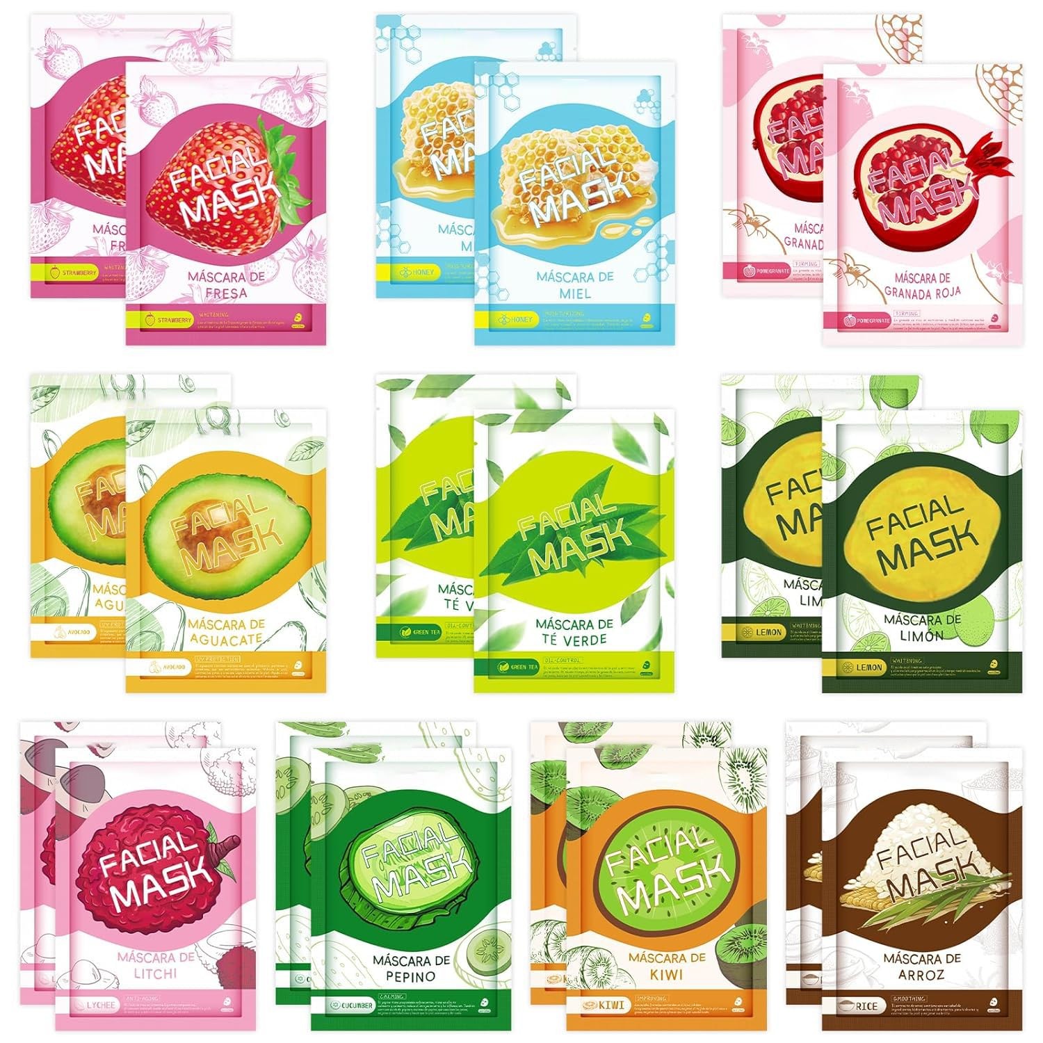 GUOYAOLIFU 20 Sheets Face Masks Skincare, 20 Count (Pack of 1), Clear