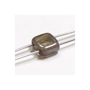 Flat Square 2-Hole Bead, Luster Green, 6mm