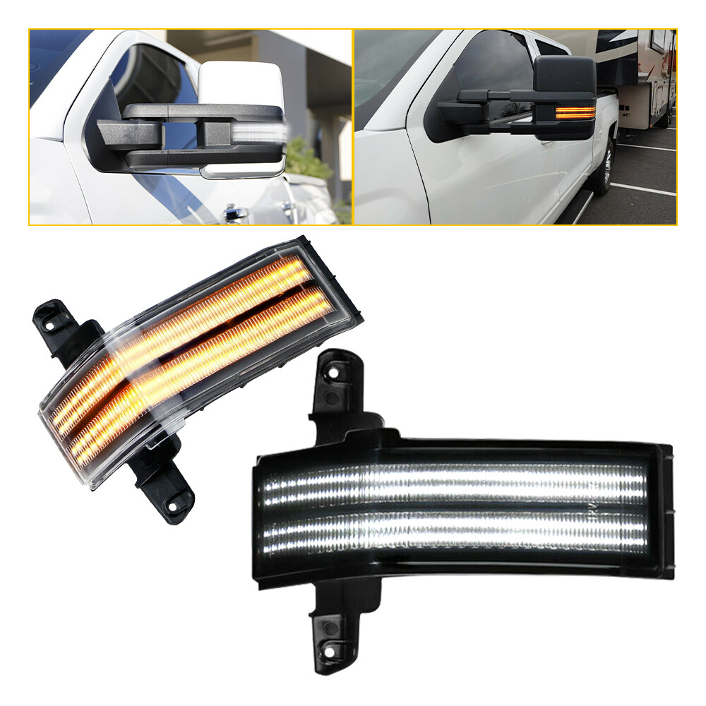 Amber White LED Strip Tow Mirror Marker Lights For Chevy Silverado GMC Sierra EA