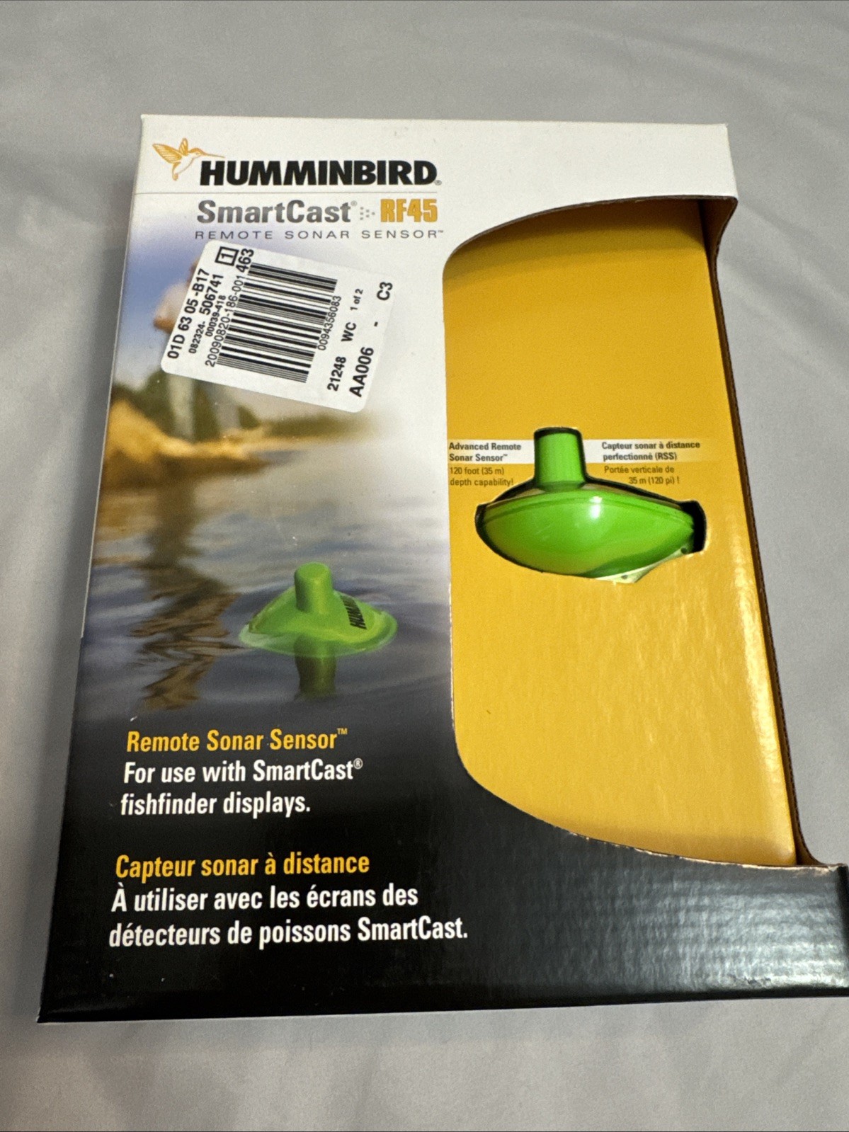 Humminbird Smartcast RF45 Remote Sonar Sensor Fishfinder 120 Ft Light Temp
