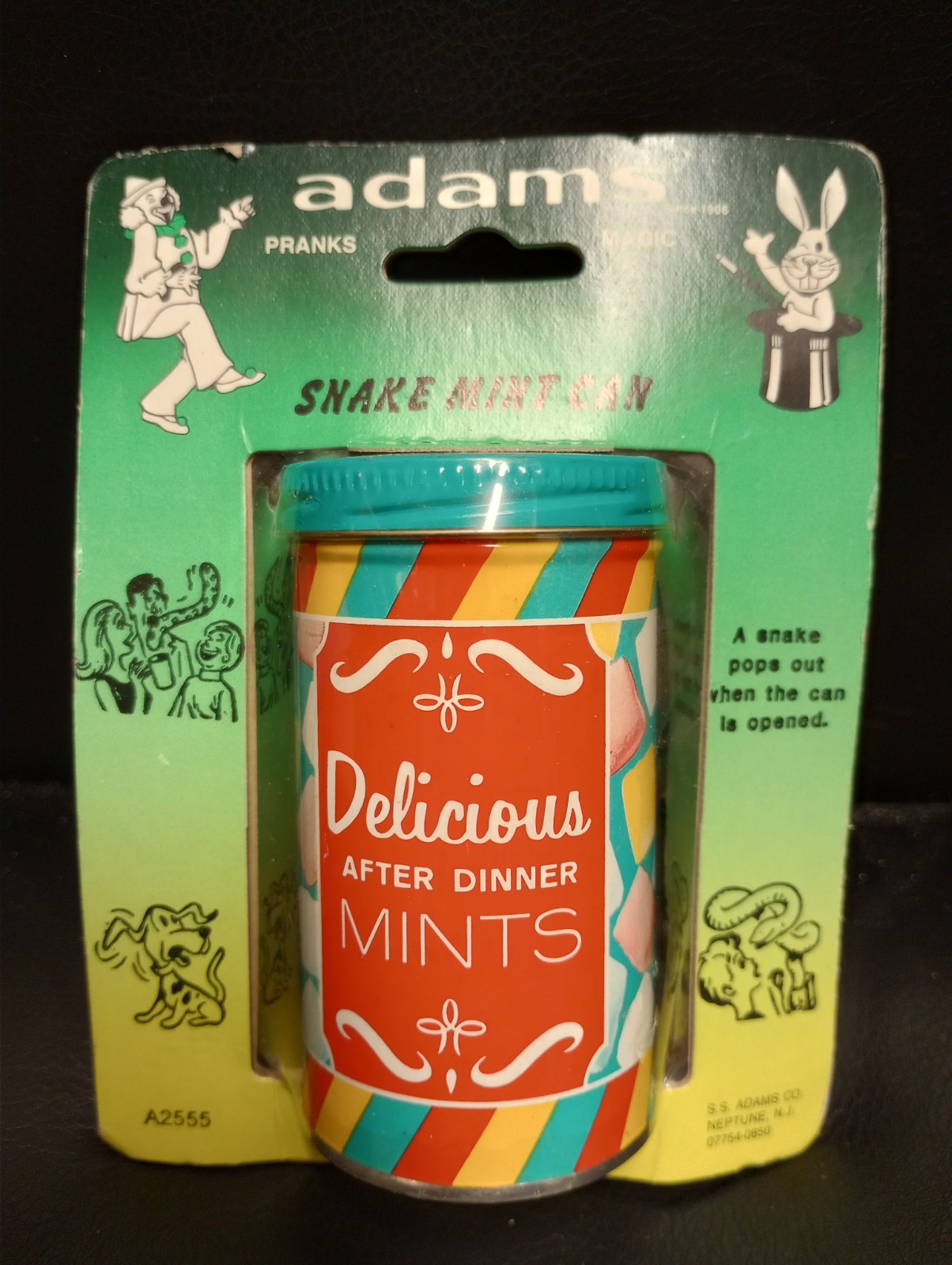 Vintage S.S. Adams "Delicious After Dinner Mints" Snake Can — Sealed NOS | A2555