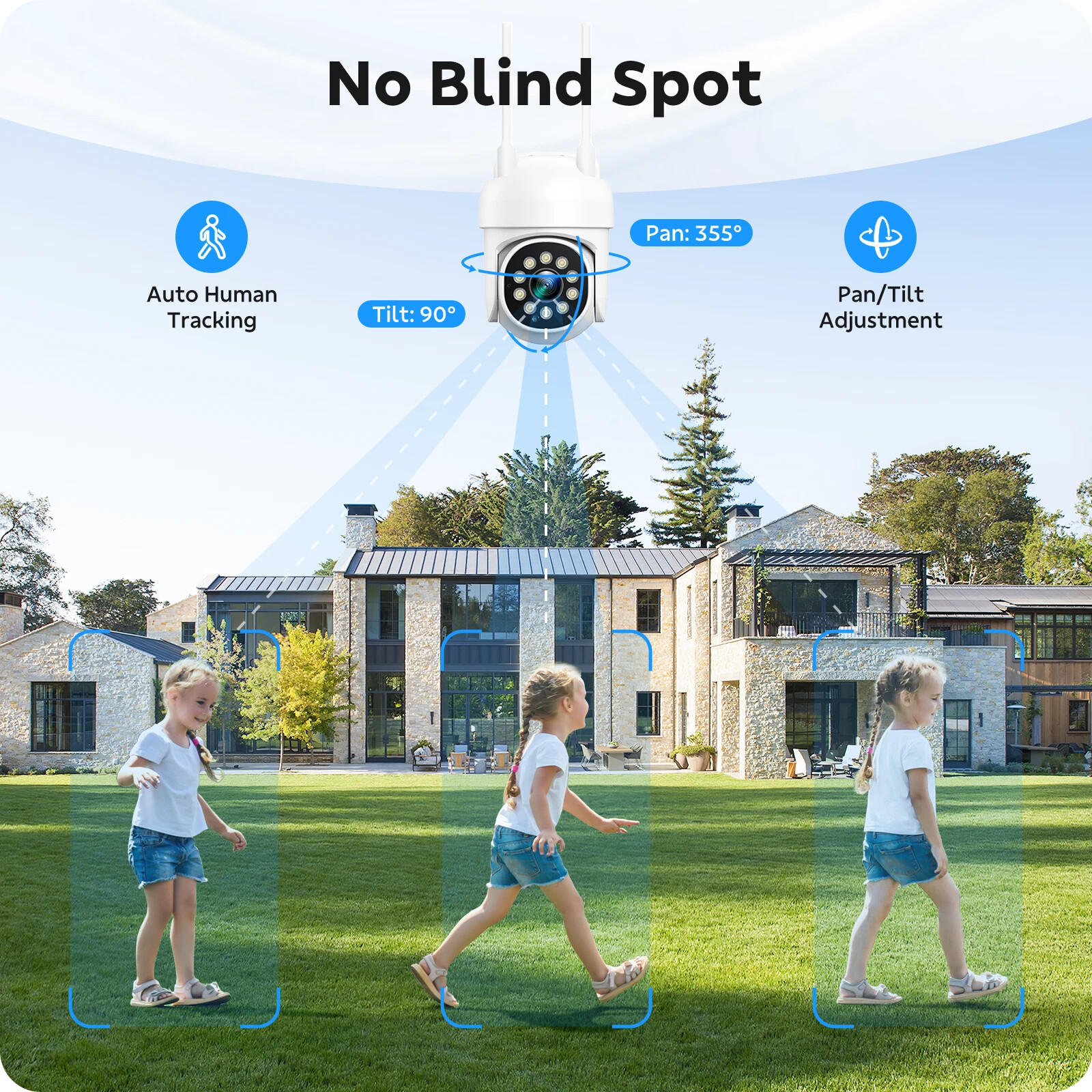 16CH 4K NVR 8 Pcs PTZ Cameras Wireless CCTV Security Camera System WiFi Audio