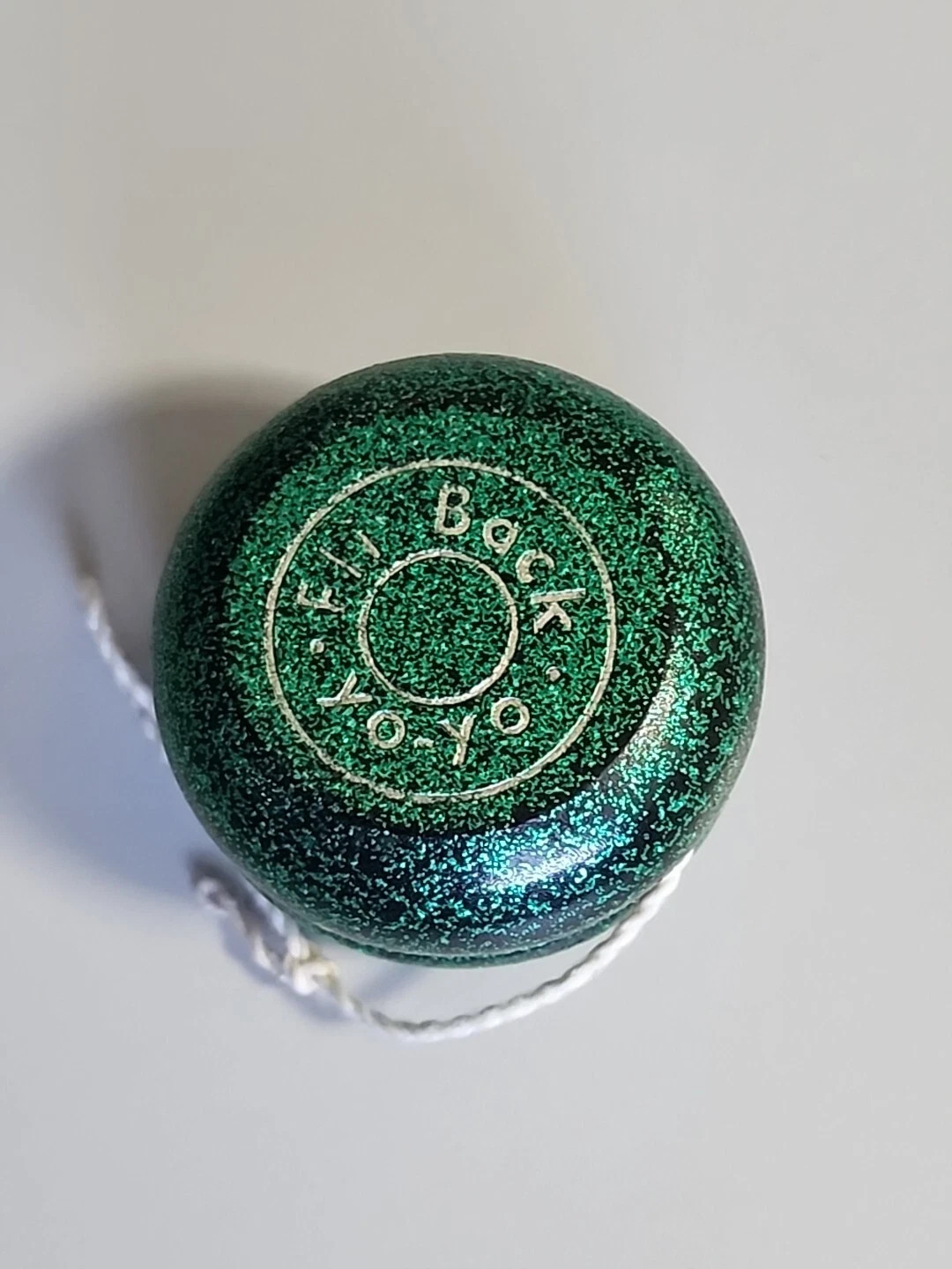 Vintage Fli-Back Yo Yo - Wooden - Green Metallic Color
