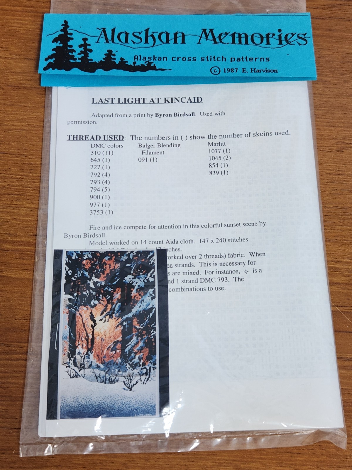 Alaskan Memories Last Light At Kincaid Cross Stitch Pattern 10.5” x 17"