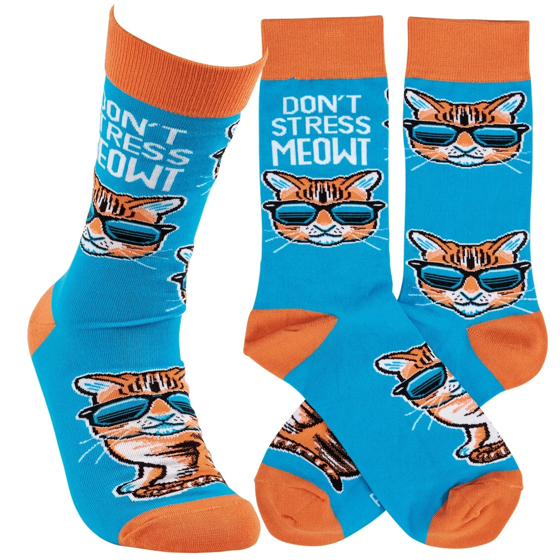 Don't Stress Meowt Unisex Crew Socks Size M/L Primitives by Kathy Fashion New