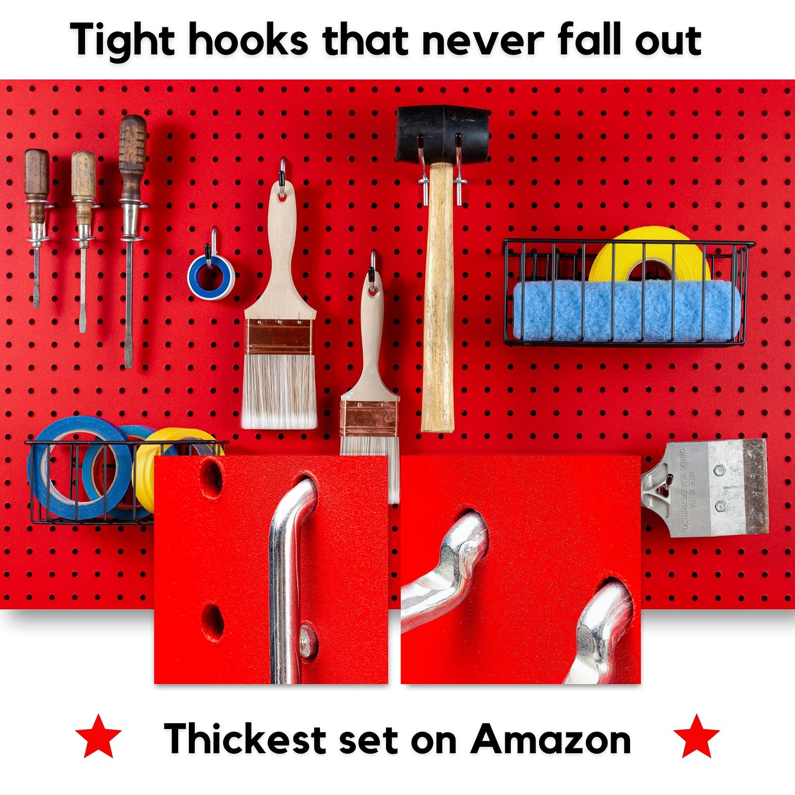 Extra Thick 60pcs Pegboard Accessories Organizer Kit | 1/4 Inch Peg Board Att...
