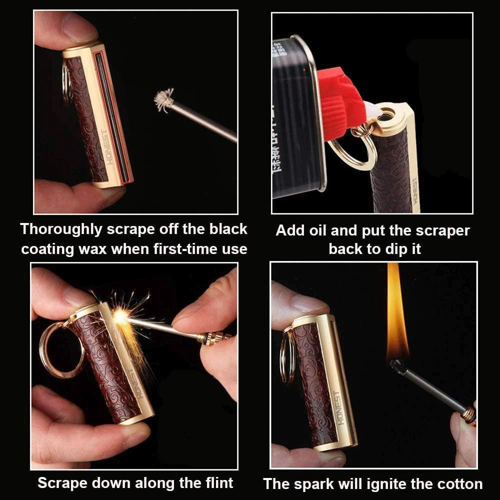 Permanent Match,Keychain Matchstick Fire Starter Immortal Lighter,Flint Match