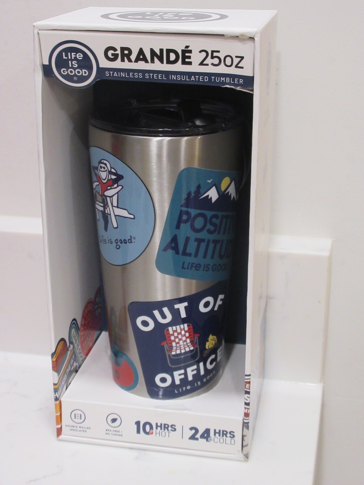 Life is Good Grande 25 Oz. Stainless Steel Insulated Cold Hot Tumbler Bottle NEW