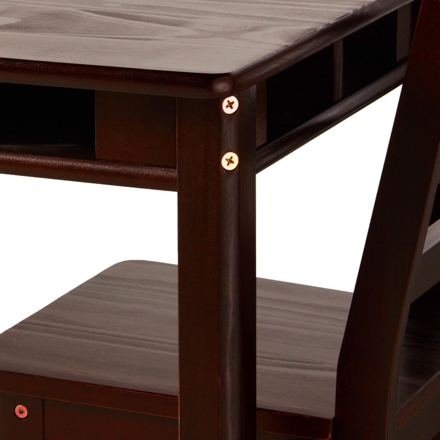 Child'S Rectangular Table with Shelves and 2 Chairs, Espresso Finish, 32 3/4" X