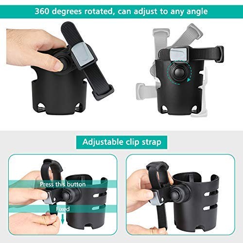 Accmor Stroller Cup Holder Adjustable 360° Rotatable Universal Drinks Holder
