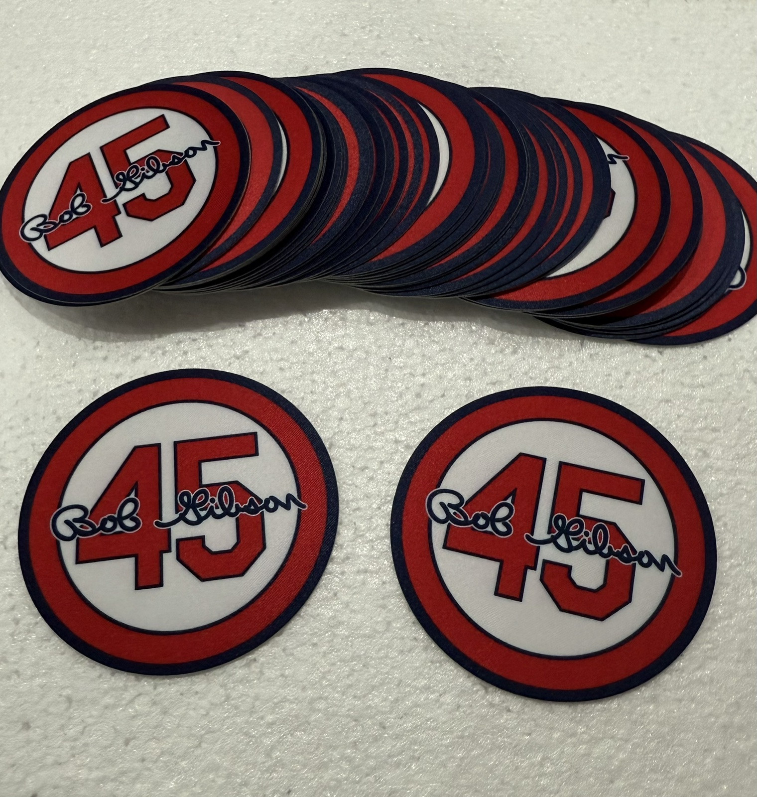 (Lot Of 2) Bob Gibson 45 HOF St. Louis Cardinals Logo Iron On Patch Jersey Patch