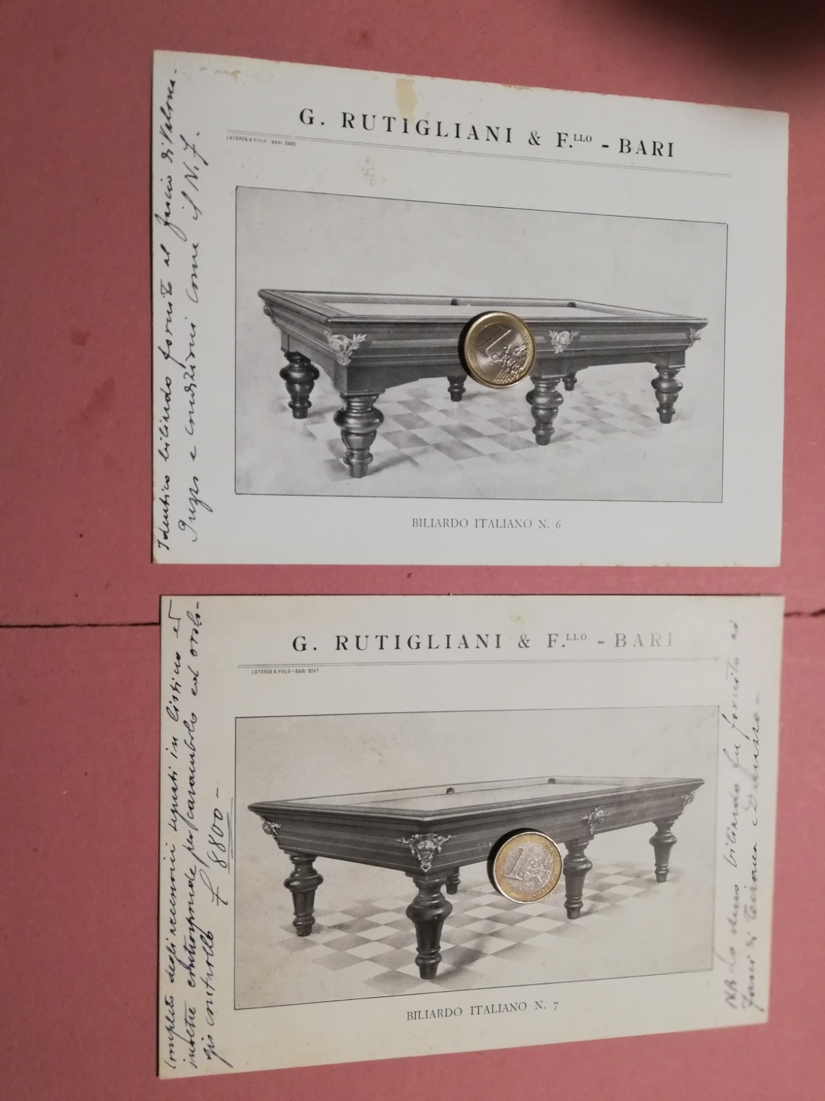 G1316 Billiards Rutigliani Bari 2 Leaflet Beam Tirana Durazzo Albania 1930s