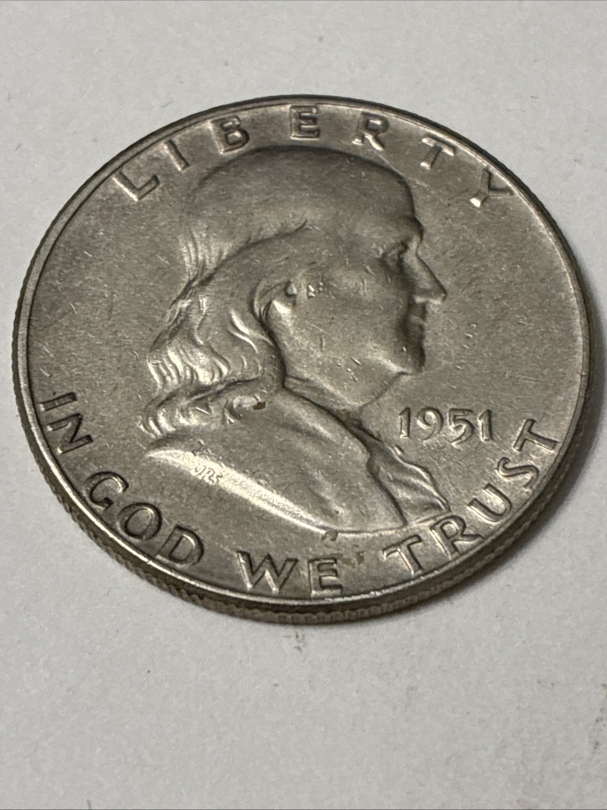 1951 Franklin Half Dollar 50C US Coin 90% Silver Business Strike KM#199