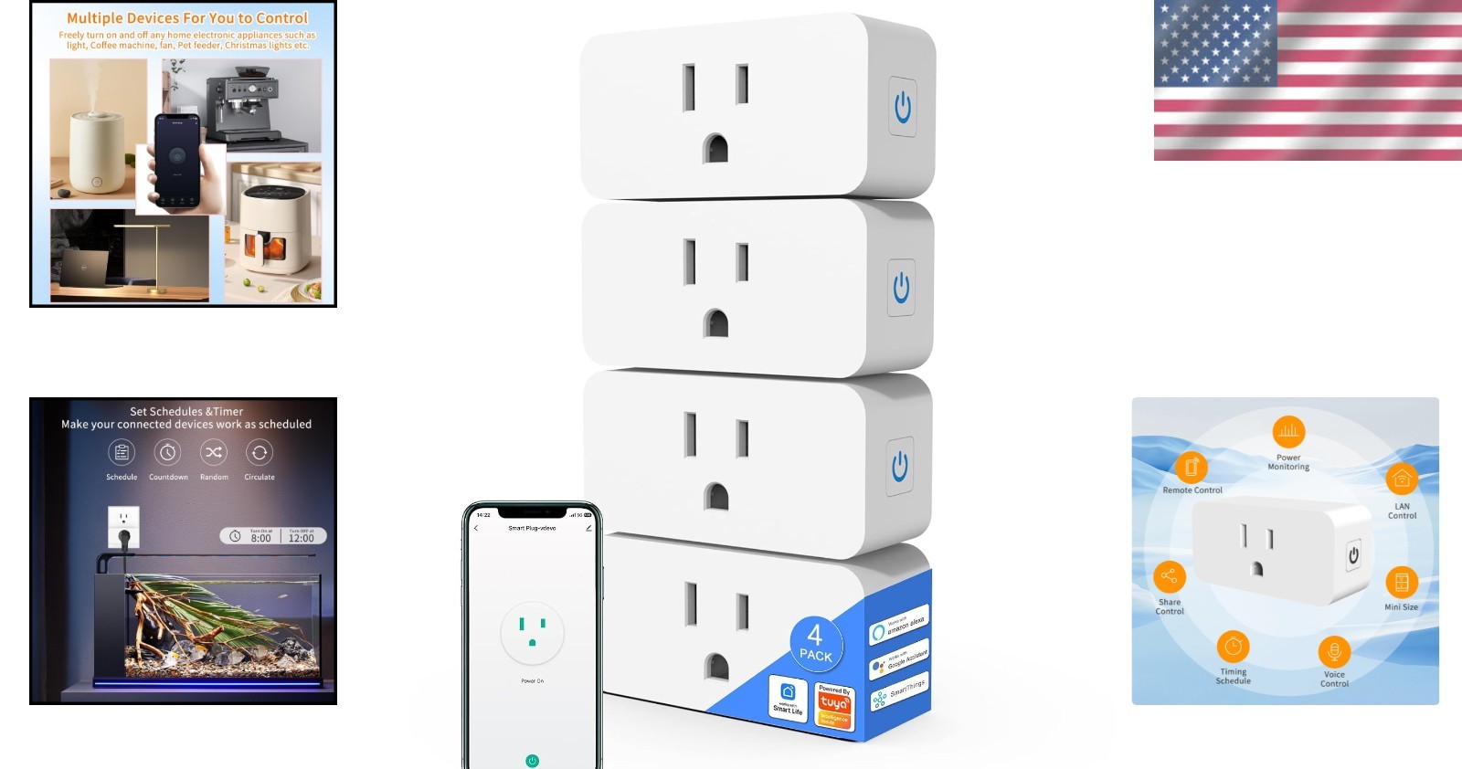 Smart Plug 4 Pack – & Certified WiFi Control for Energy Efficiency