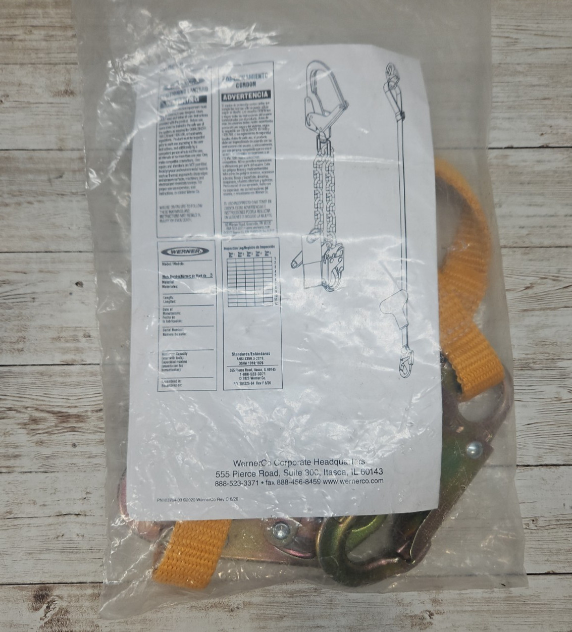 Werner C111104 4ft Web Positioning Lanyard 1in Polyester Web 2 Snap Hooks