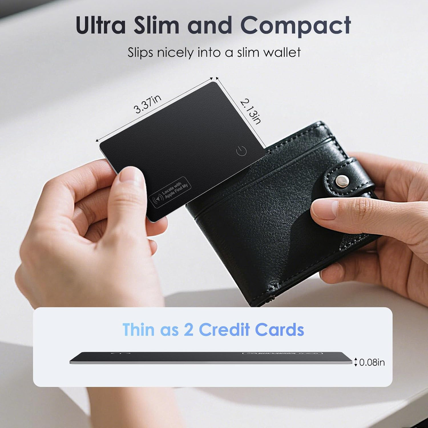 Wallet Tracker Card Tracking Tag 2 Pack - (Ios Only) Work with Apple Find My, Bl