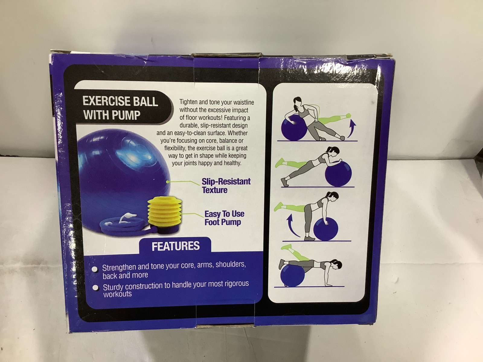NEW PRO STRENGTH EXERCISE BALL WITH PUMP 24 INCH LOW IMPACT CORE