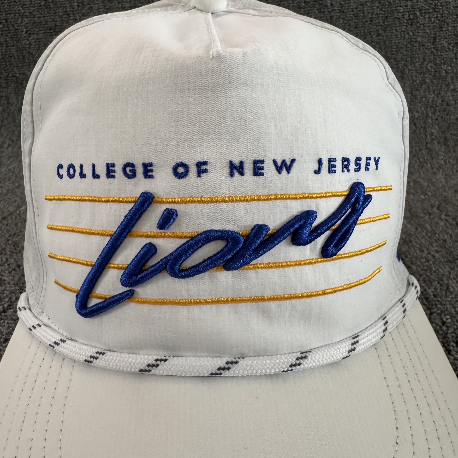 YY TCNJ Lions Retro Rope Snapback Hat White Adjustable Cap