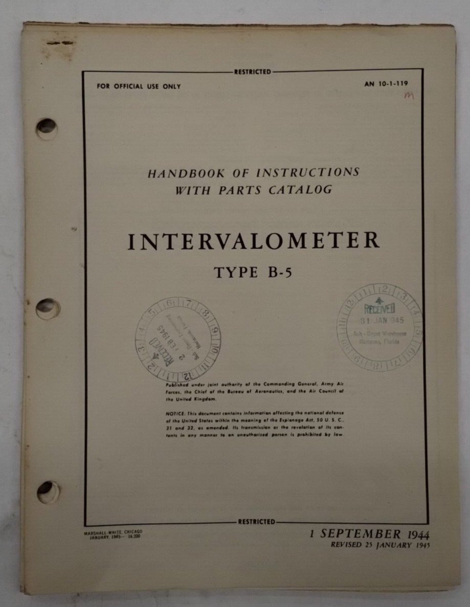 Automatic Electric Co. Intervalometer Type B-5 Handbook of Instructions/Parts