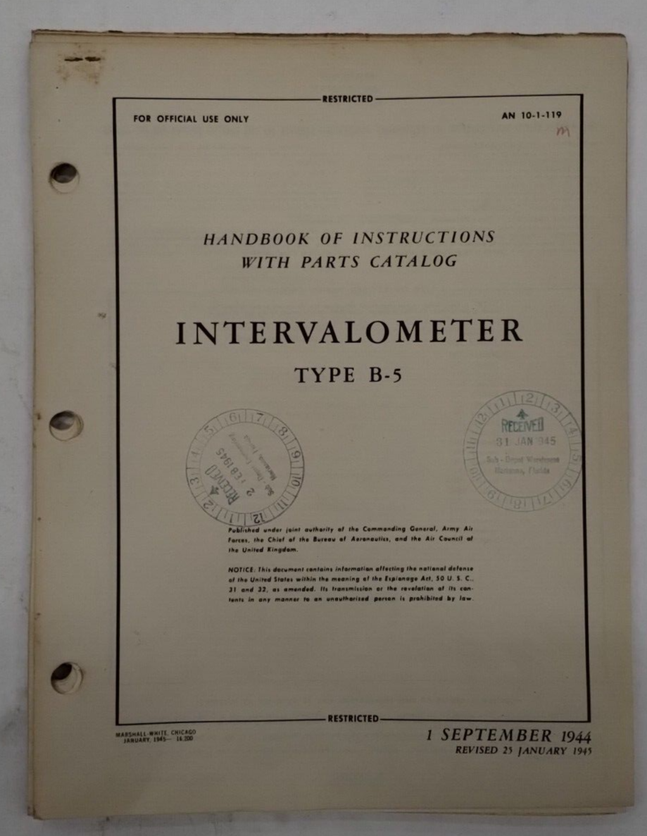 Automatic Electric Co. Intervalometer Type B-5 Handbook of Instructions/Parts