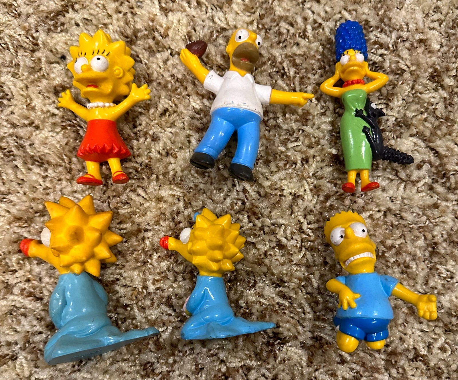 VTG Simpsons Homer Bart Marge Lisa Maggie PVC Figure Lot Of 6 1990