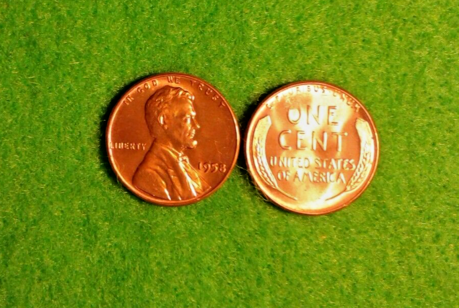 1958 - P Lincoln Wheat Cent BU Red Nice US Coin Free Shipping