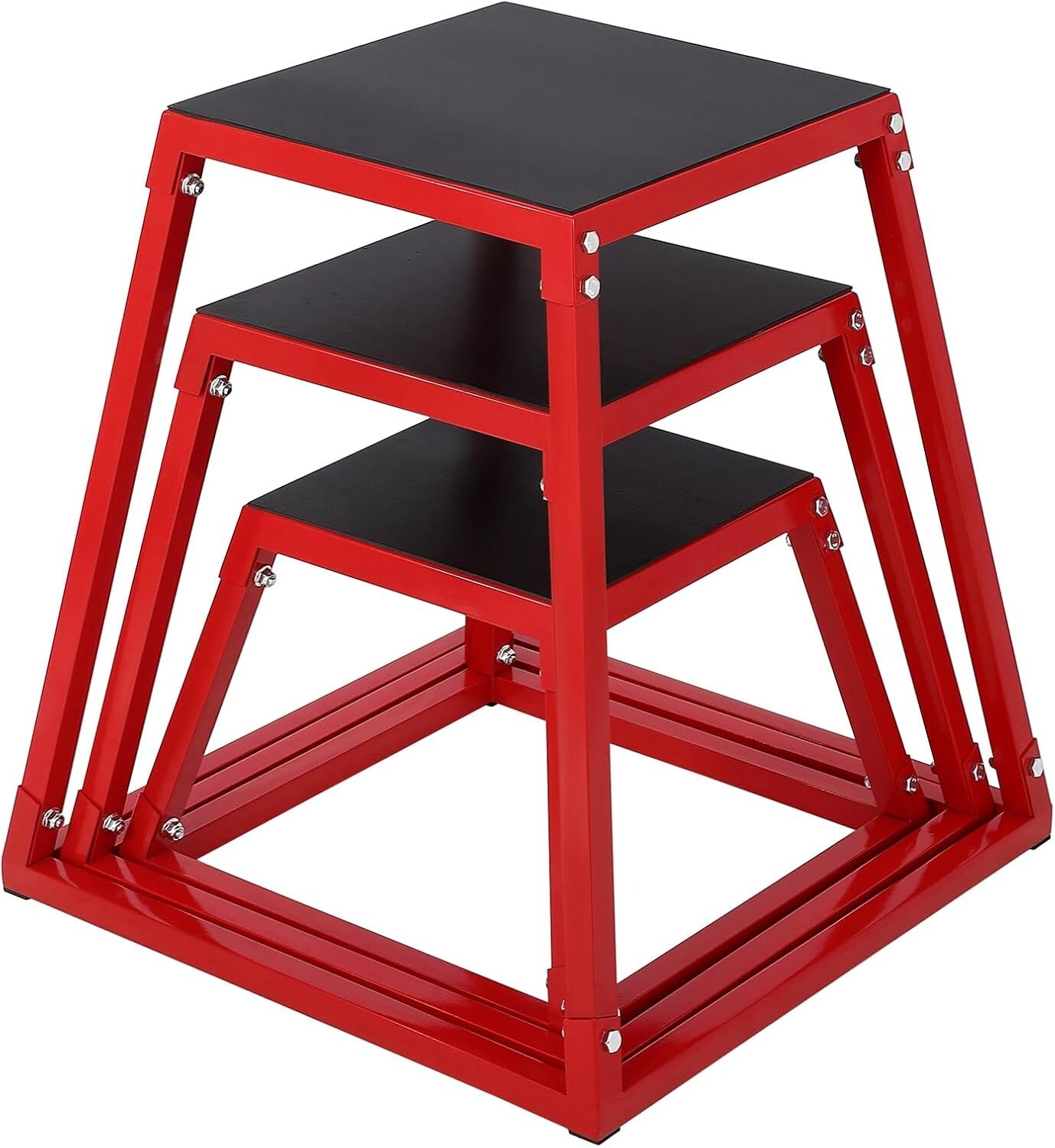 Plyometric Jump Box Steel Plyo Boxes with Rubber Pad for Home Gym Jump Platforms