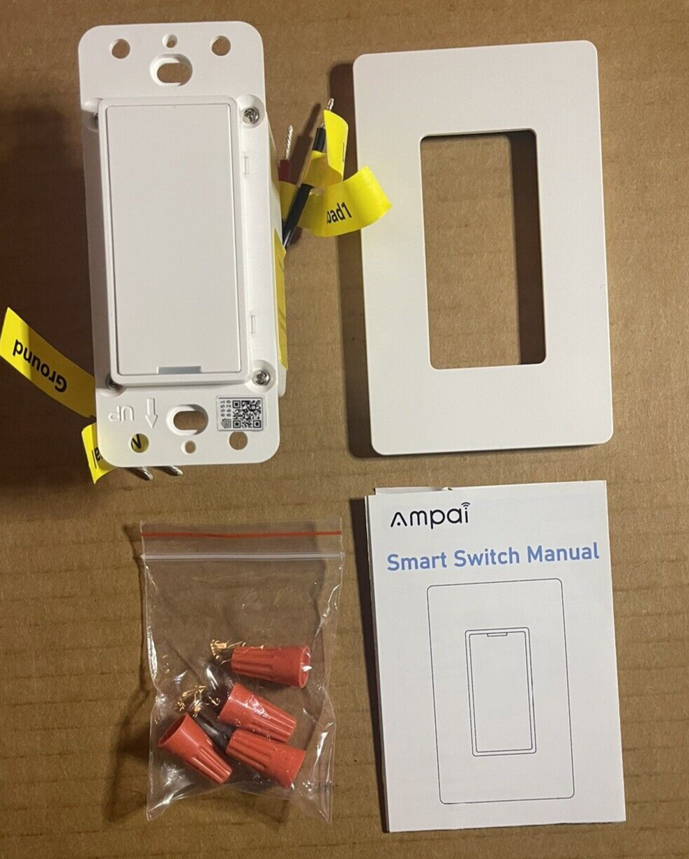 Ampai Smart Light Switch - Single Pole, Neutral Wire Required - 2.4Ghz Wi-Fi