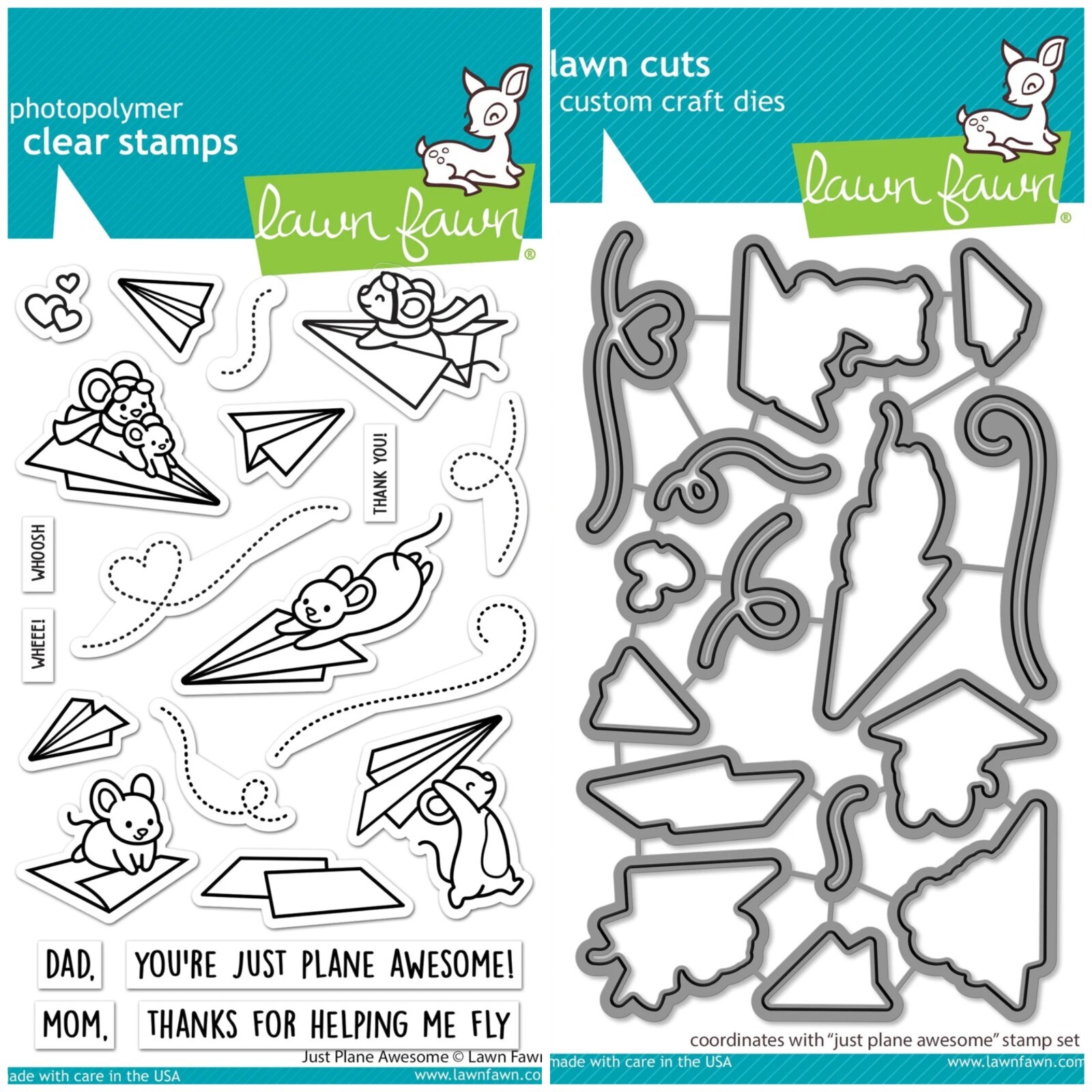 Lawn Fawn "JUST PLANE AWESOME" Clear Stamps Only OR Stamp and Die Bundle