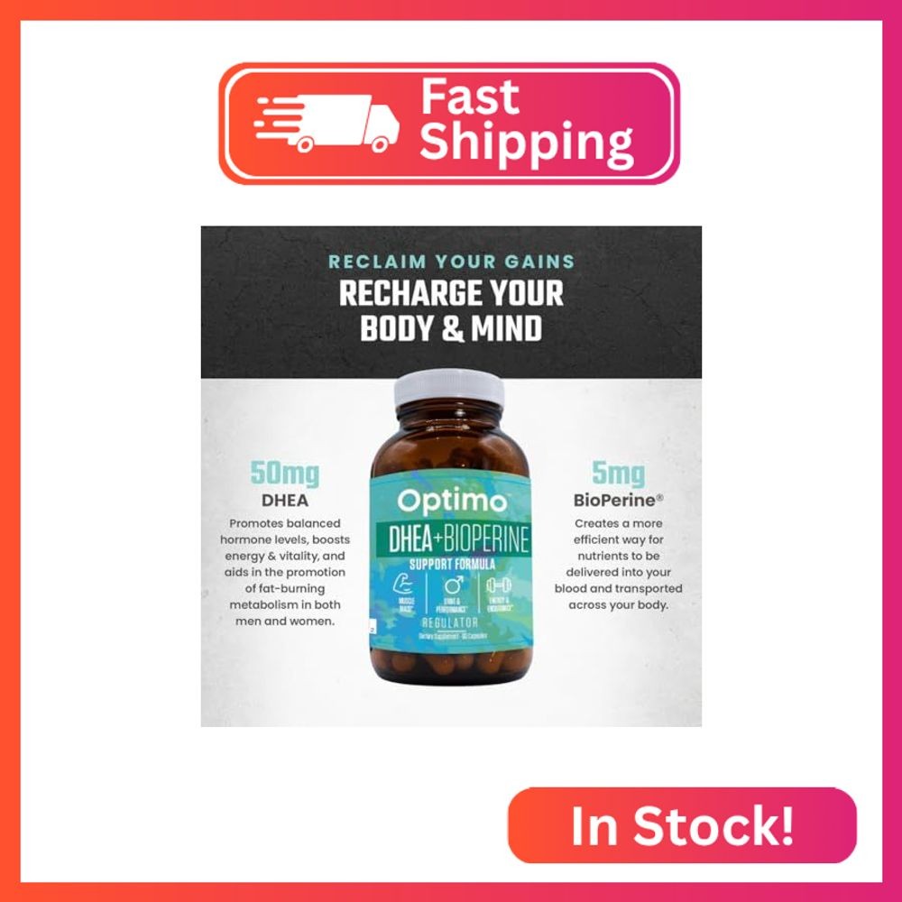 Optimo DHEA and BioPerine for Maximum Strength and Absorption 50mg | Optimize Ho