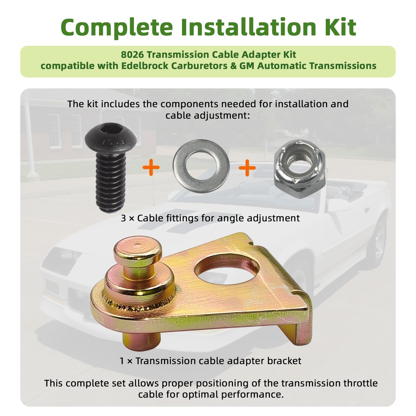 Upgraded 8026 Transmission Cable Adapter compatible with Edelbrock Carburetor...