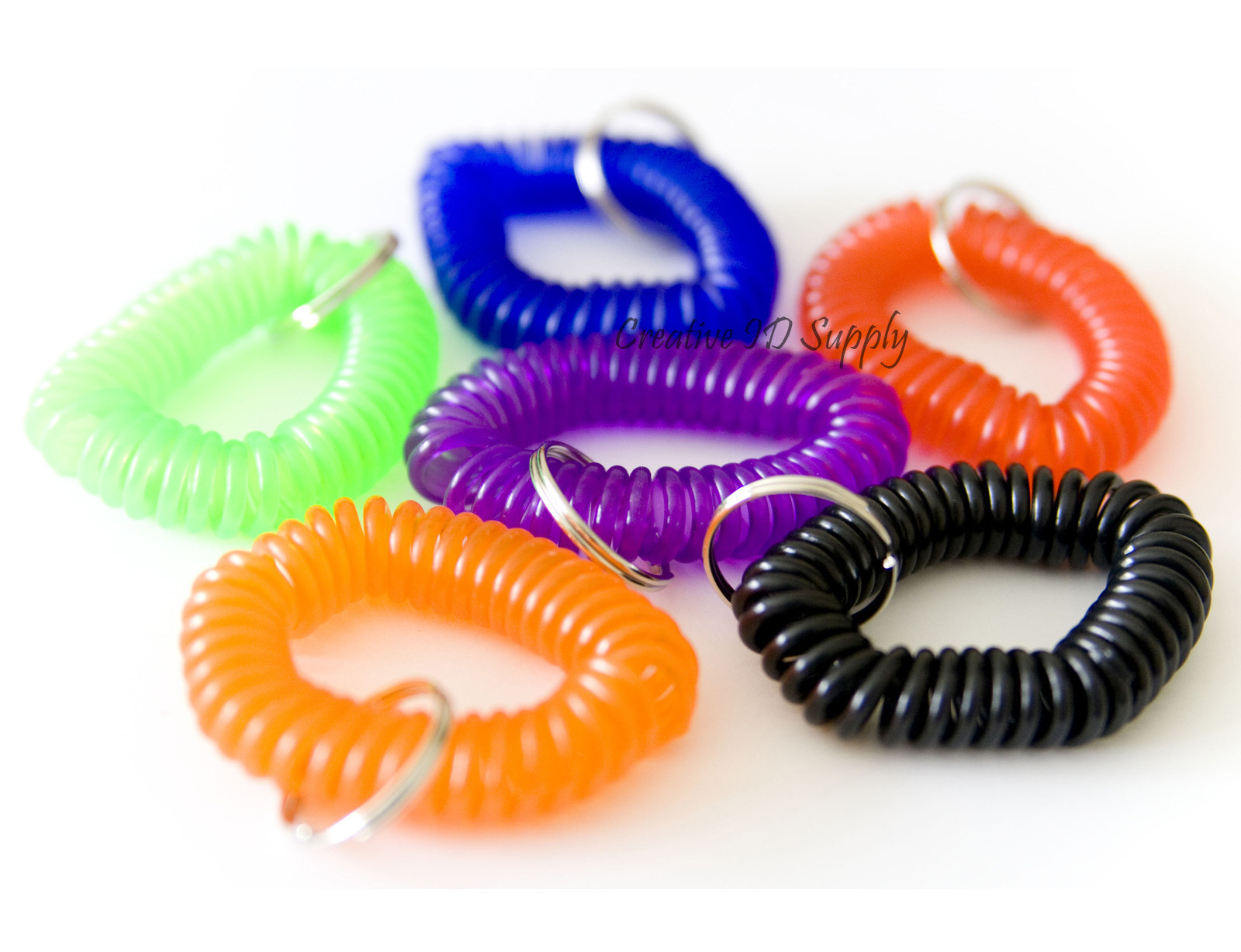 WHOLESALE 12 24 50 100 PCS SPIRAL WRIST COIL KEY CHAIN KEY RING HOLDER 6 COLORS