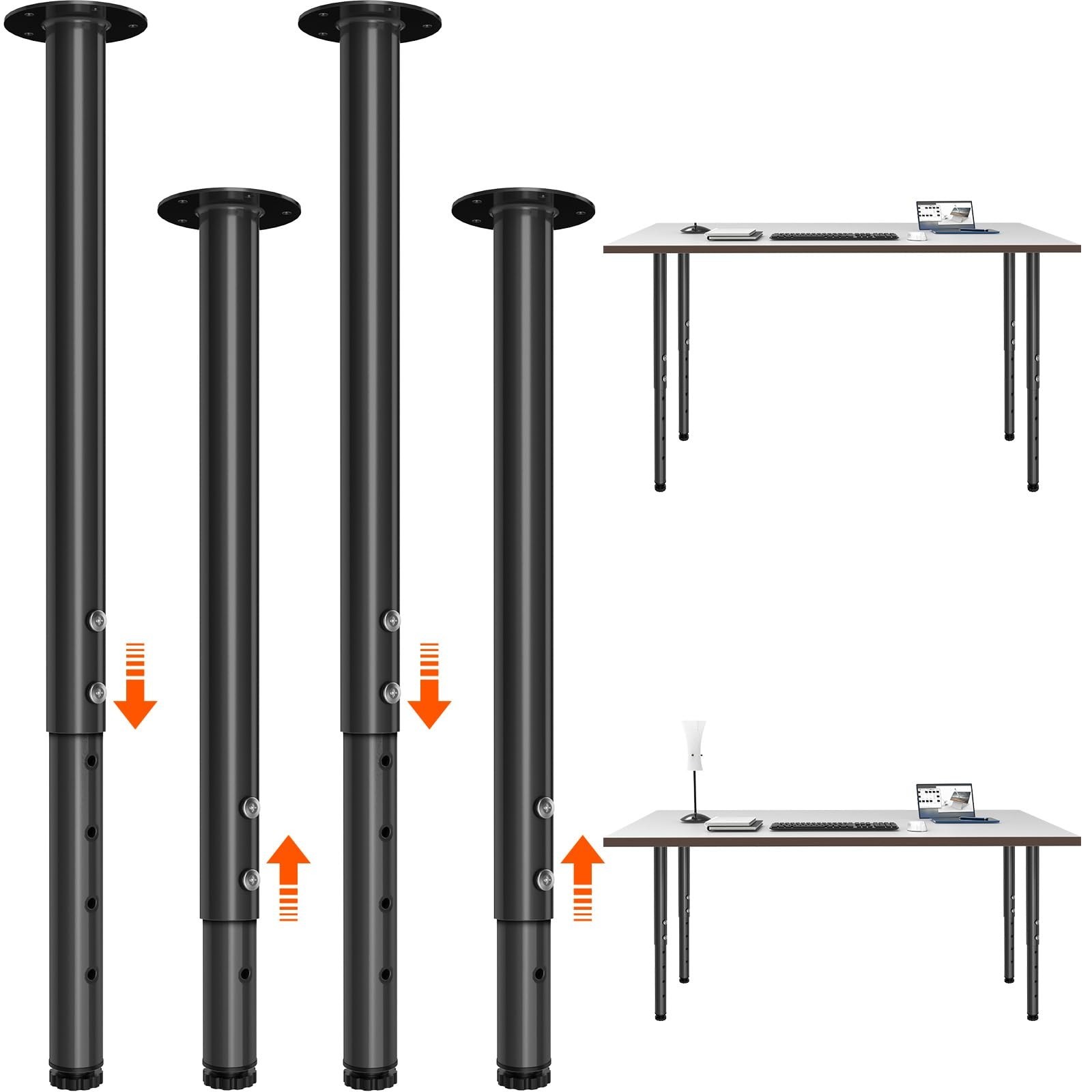 Adjustable Furniture Leg Set 32~51 Inch, Adjustable Metal Table Leg， Home